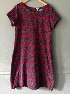 Hatley Cotton Shift Dress Navy Red Geometric Print Short Sleeve XL